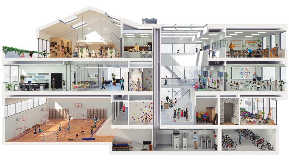 3d schoolgebouw