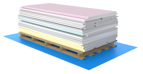 Gesorteerde pallet met platen